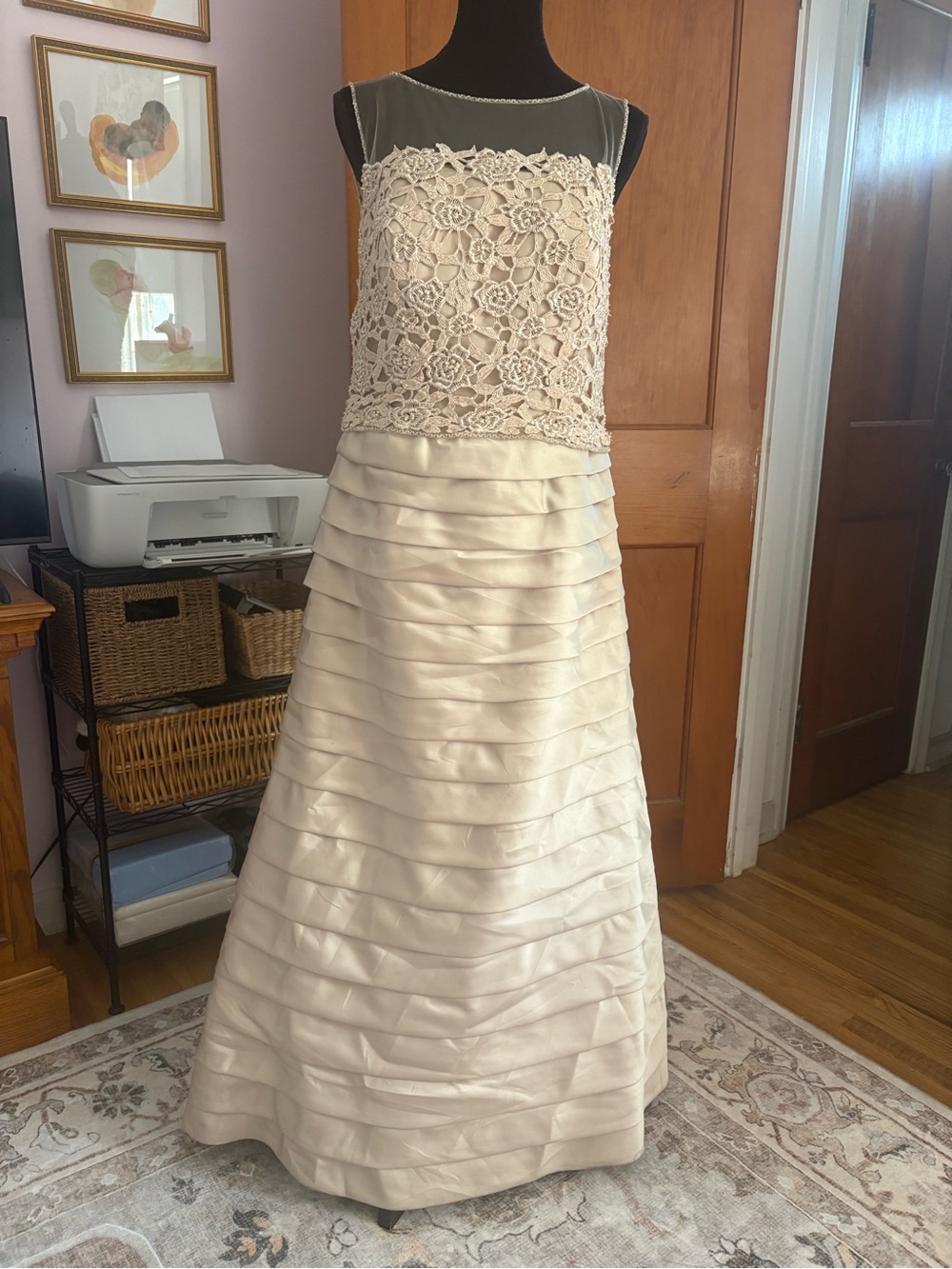 Montage by Mon Cheri Champagne Formal Gown Size 12 MOB MOG